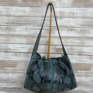 Cristian Leather Purse Blue Snake Shoulder Bag Shimmer Y2K Baddie Edgy Studded